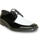 Fashion Moc Toe Black and White Patent Tuxedo Shoes